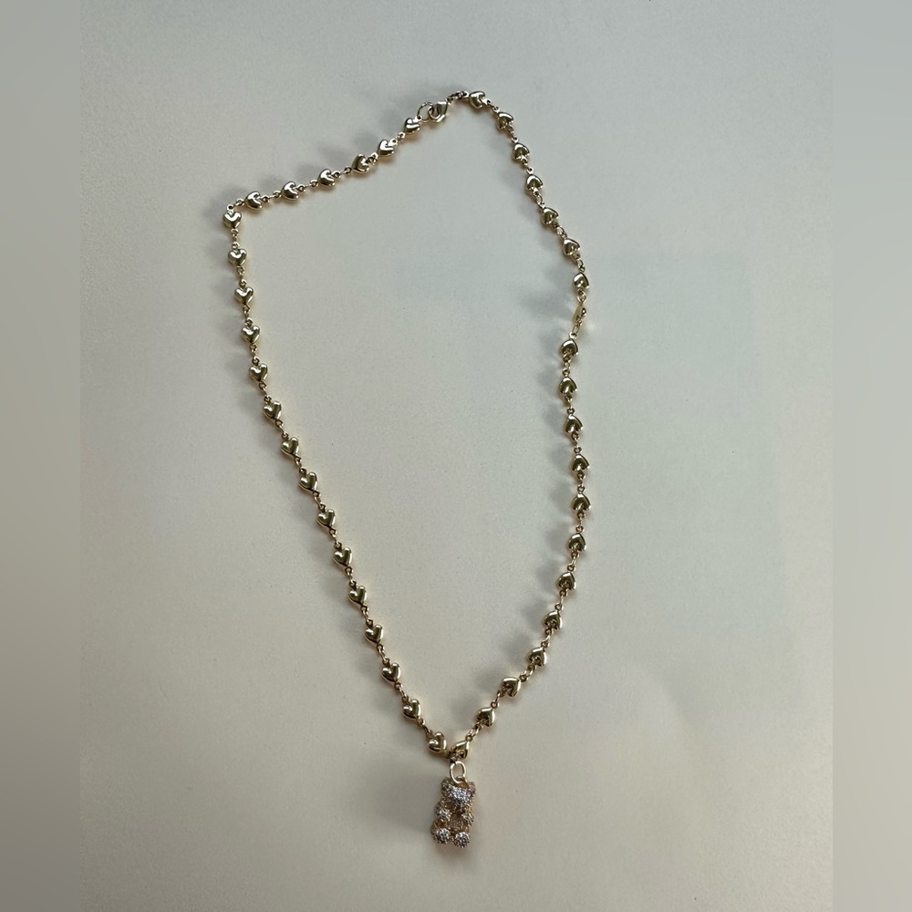 Crystal Haze Gold Nostalgia 3D Pave Bear Heart chain Necklace - Picture 5 of 17